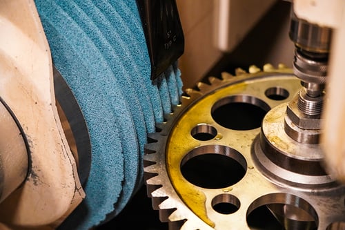 Weiler wheel in continuous generating gear grinding application.