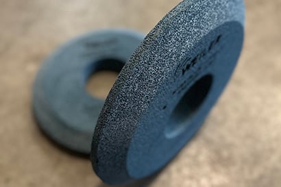  Some profile grinding wheels come pre-formed from the manufacturer, as shown in this example of a high performance profile grinding wheel from Weiler Abrasives.